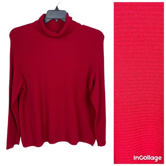 NWT Investments Plus Size Red Turtleneck sweater - Picture 1 of 13